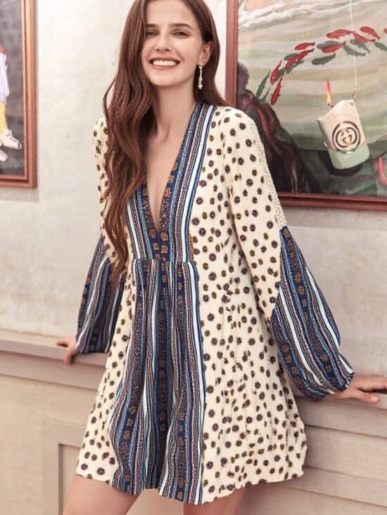 Free People Dresses & Skirts - Free people Blossom sleeves lace up dress size M